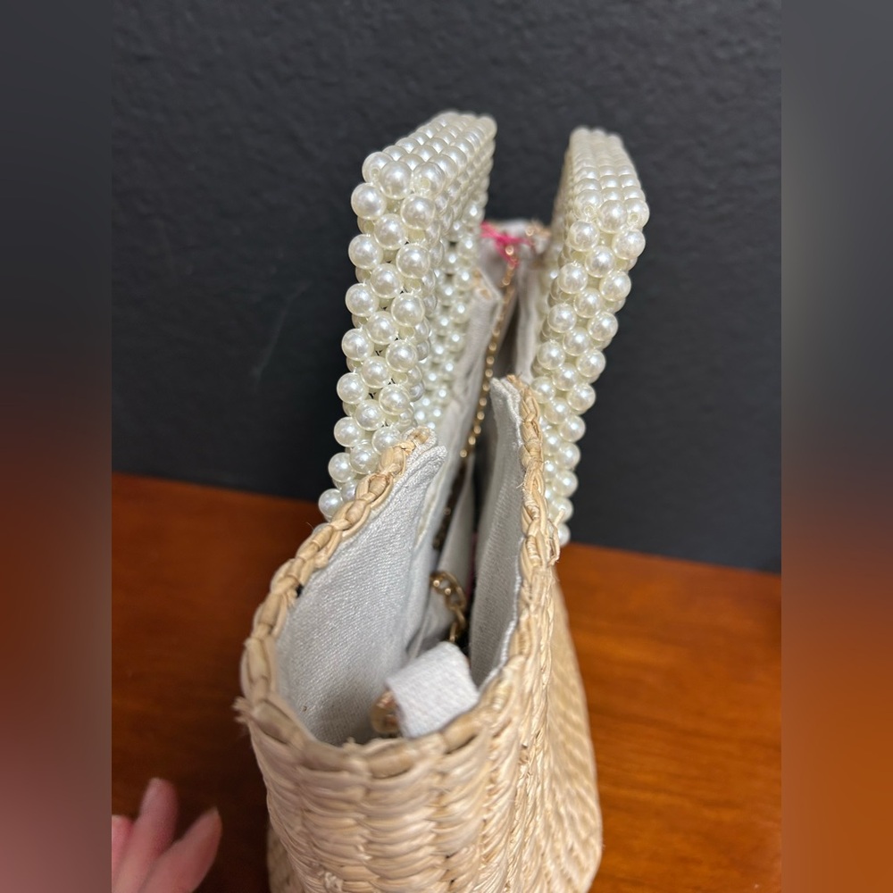 Isaac Mizrahi Raffia Pearl Handle Bag NWT - Picture 6 of 9